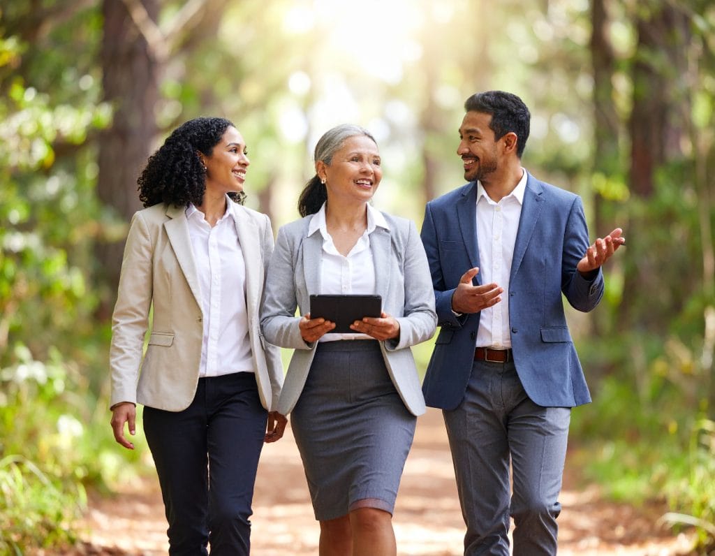 firefly three professionals (a senior female leader, a male hr strategist, and a younger tea 752985